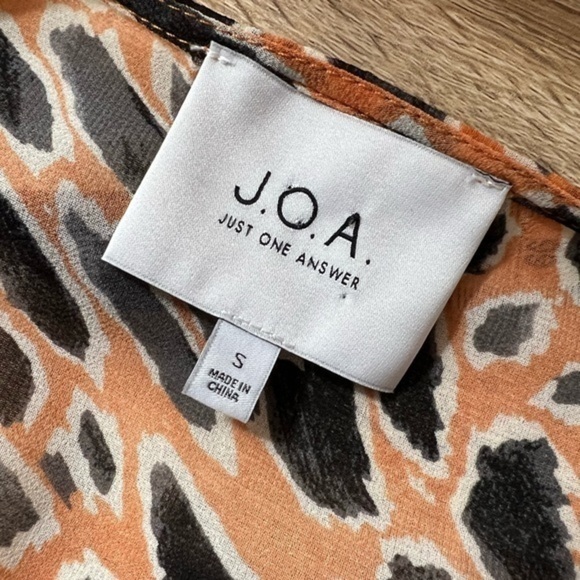 Anthropologie J.O.A. Animal Print Peplum Blouse size S orange and black - Picture 12 of 12